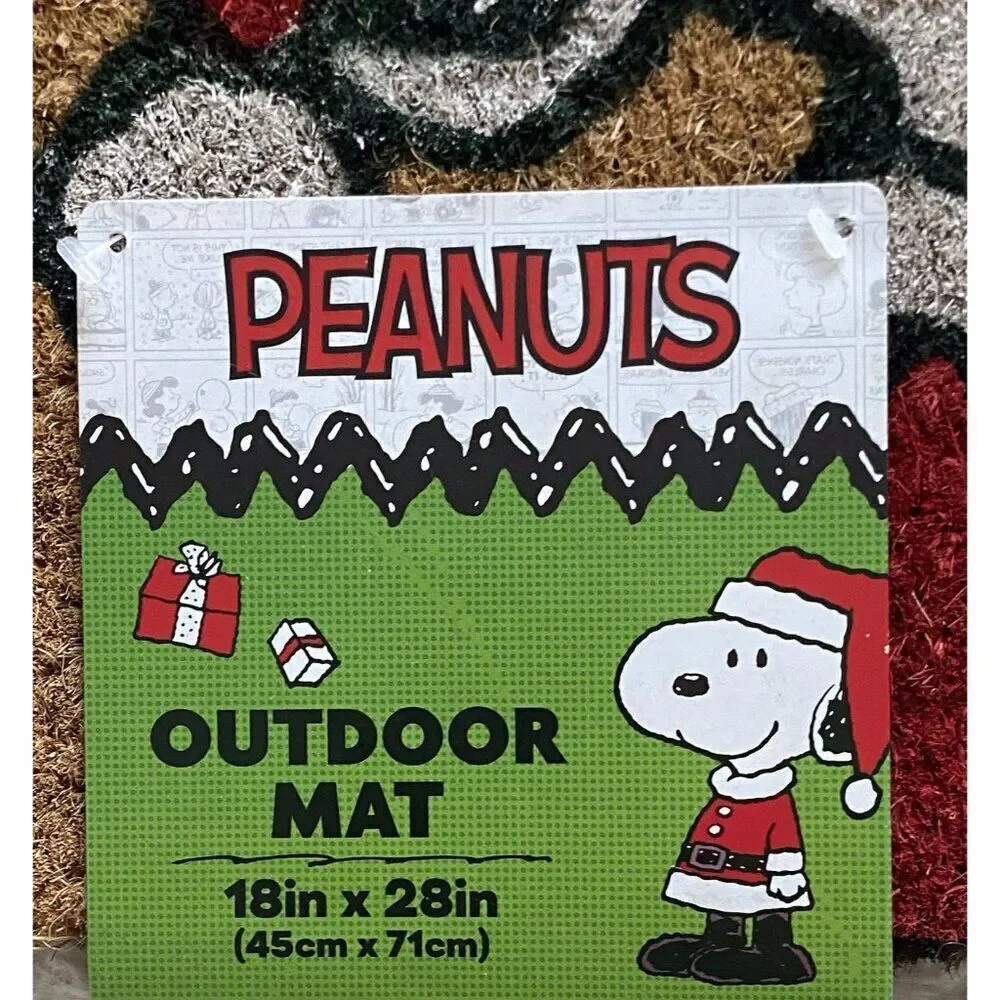 Peanuts Snoopy In Santa‎ Suit Hat Christmas Coir Door Mat 18 X 28” HO HO HO NEW